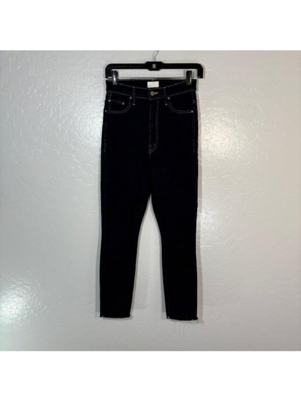 Mother Jeans Womens 26 Dark Wash The Swooner Crop Fray High Rise Made in USA